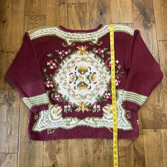 VTG 80s Private Collection Carolina Colours Hand Knitted Grandma Sweater Sz M - Picture 3 of 5